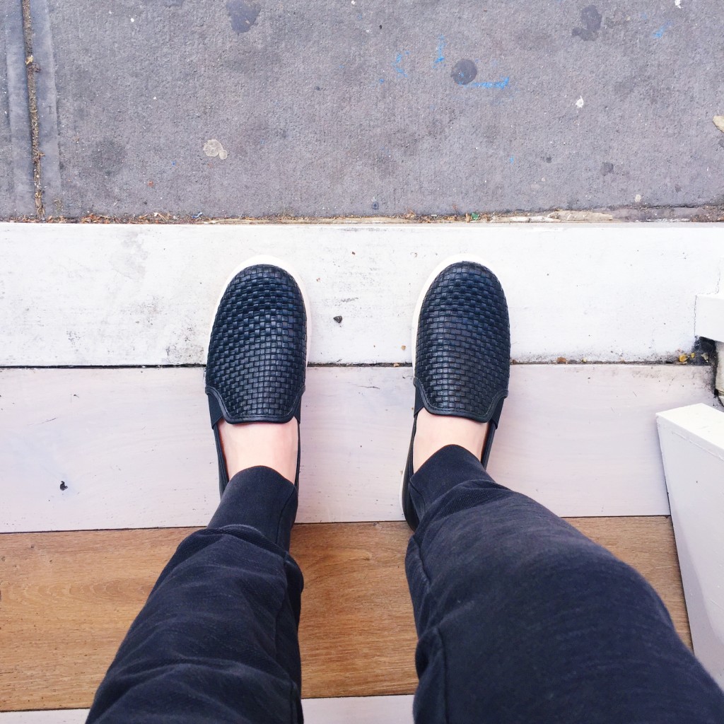 black slip-on shoes